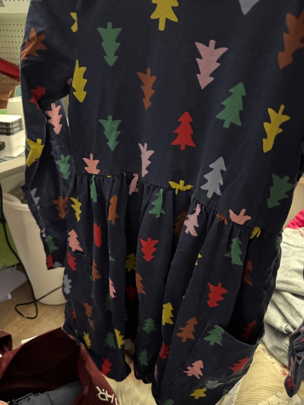 Hanna Anderson Tree Print Navy Tiered Dress